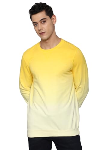 Allen Solly Men's Polycotton Crew Neck Sweatshirt (ALSTWRGFQ74136_Yellow