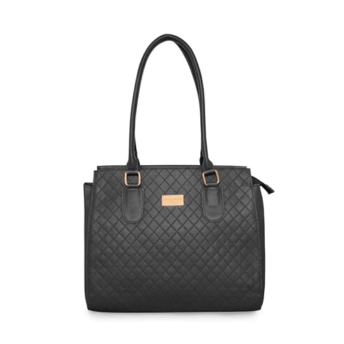 Pierre Cardin Stylish Tote Bag For Women | PU Leather College Bag For Girls | Multipocket Handbag For Office Going Ladies, Black