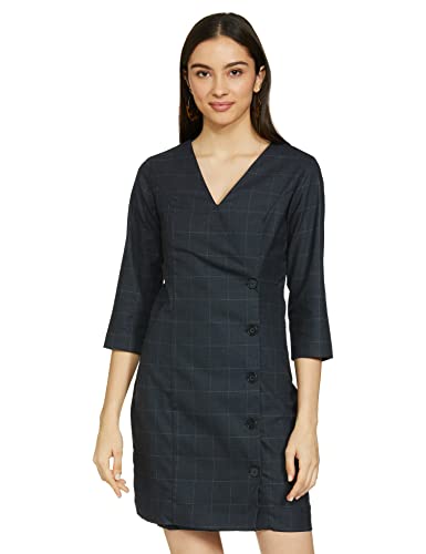 Allen Solly Women's Polyester Blend Classic Above The Knee Dress (Navy)