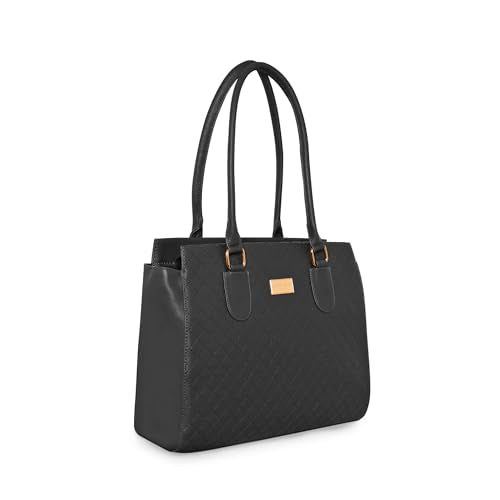 Pierre Cardin Stylish Tote Bag For Women | PU Leather College Bag For Girls | Multipocket Handbag For Office Going Ladies, Black