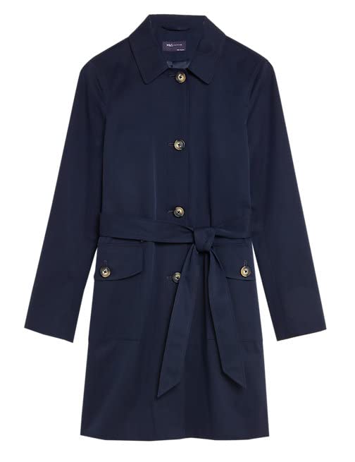 Marks & Spencer Cotton Blend Belted Trench Coat T591003CNAVY (XS)