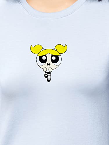 The Souled Store Women Official Powerpuff Girls: Bubbles Sky Blue Printed Supima T-Shirts T Shirt for Women Round Neck Half Sleeve Printed Breathable Cotton Stylish Dry Fit Tshirts Casual Branded
