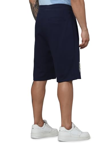 Celio Men Navy Blue Printed Regular Fit Cotton Casual Shorts (Blue)