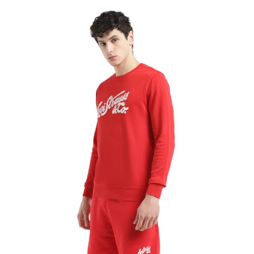 Levi's Men's Brand Logo Red Crew Neck Sweatshirt