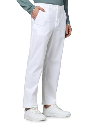 Celio Men White Solid Slim Fit Nylon Casual Trousers (3596656062150, White, 32)