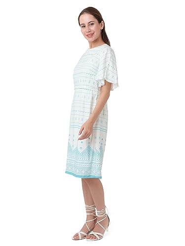 Zink London Women's White Printed A-Line Short Dress