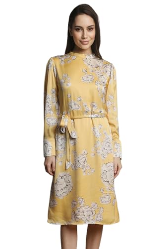 Allen Solly Women's Viscose Asymmetrical Knee-Length Dress (Yellow)