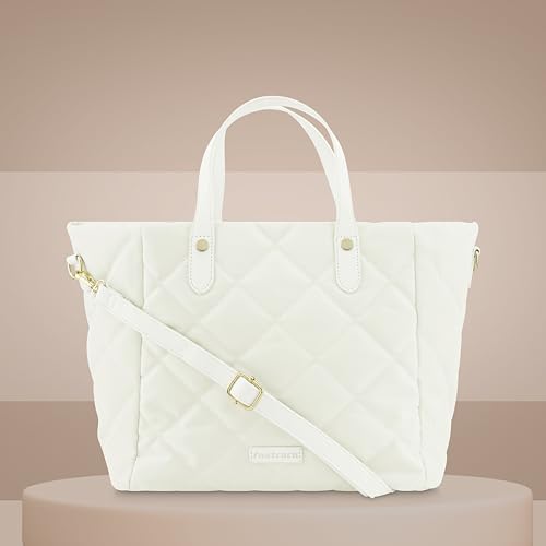 Fastrack White Quilted Tote Bag For Women