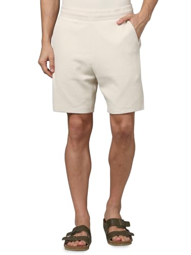 Celio Men Beige Solid Regular Fit Cotton Fashion Casual Shorts (Beige)