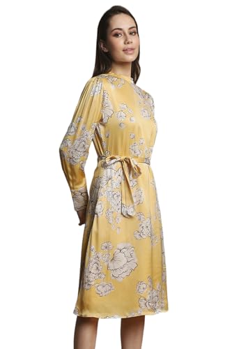 Allen Solly Women's Viscose Asymmetrical Knee-Length Dress (Yellow)