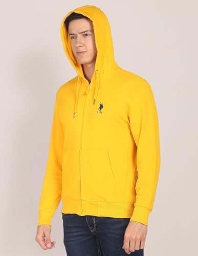 U.S. Polo ASSN. Solid Hooded Sweat Shirt Yellow