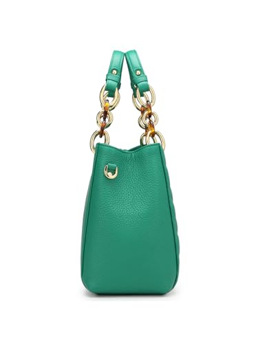 Da Milano Genuine Leather Green Satchel (00511A) (Medium)