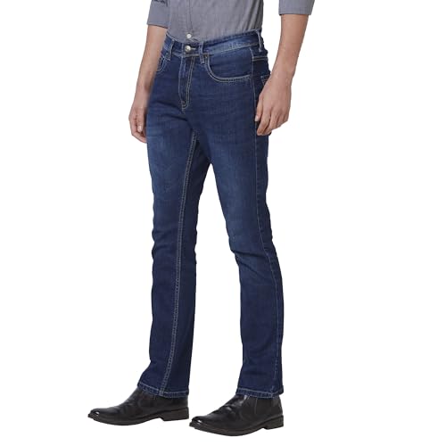 Giordano Men's Mid Rise Slim Fit Clean Look Stretchable 5 Pocket Jeans Blue