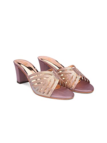 pelle albero Pink & Gold-Toned Embellished Party Block Heels PA-GF-4015_SULTAN