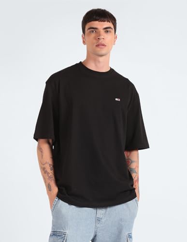 Tommy Hilfiger Men's Oversized Fit T-Shirt (S24JMKT086_Black S)