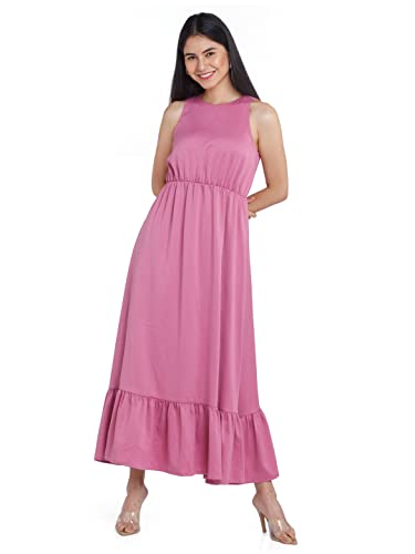 Zink London Women's Pink Solid Maxi Dress