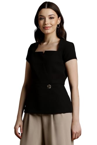 Allen Solly Women's Regular Fit Blouse (Black)