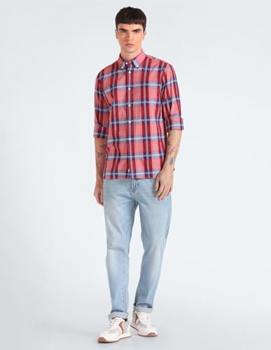 Tommy Hilfiger Men's Regular Fit Shirt (S24HMWT078_Red L)