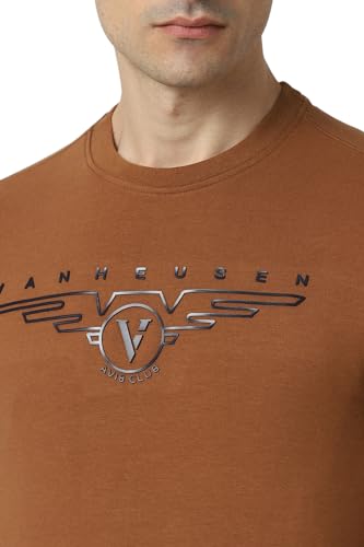 Van Heusen Men Brown Solid Crew Neck Sweatshirt