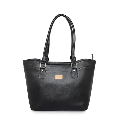 Pierre Cardin Women PU Leather Tote Bag For Women | Ladies Shoulder Bag With Zipper | Multipurpose Casual Bag For Women Office Use, Black