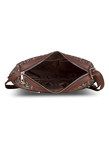 ZOUK 100% PeTA Approved Vegan Leather Royal Indian Peacock Print Shoulder Bag for Women