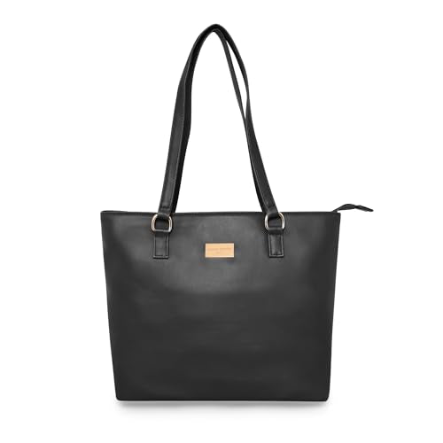 Pierre Cardin PU Top Handle Tote Bag For Women | Handbag For Ladies With Spacious Compartment & Zipper | Casual Handbag For Girls, Black