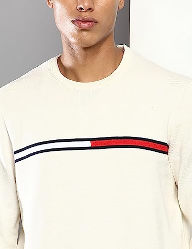 Tommy Hilfiger Men's Cotton Crew Neck Sweater (A2BMS129_Cream