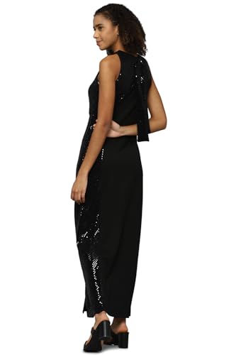 Allen Solly Women's Polyester Modern Maxi Dress (Black)