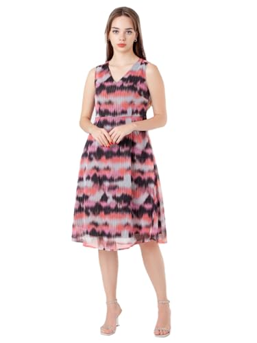 Zink London Women's Multi-Colored Printed A-Line Midi Dress Multicolour