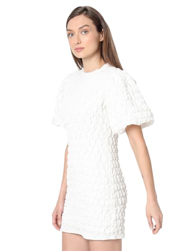 VERO MODA Women's Polyester Shift Above The Knee Dress (Cloud Dancer)