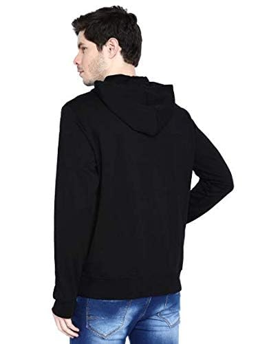 Giordano Men's Regular Fit Long Sleeves Solid Kangaroo Pocket Hooded Pullover Sweatshirt Black