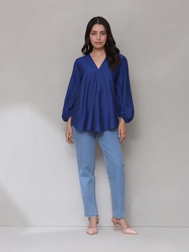 Aarke Ritu Kumar Blue Solid Top