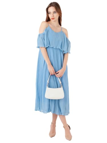 Zink London Women's Blue Self Design Regular Maxi Dress