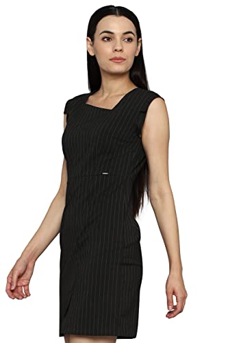 Allen Solly Women's Polyester Blend Sheath Above The Knee Dress (Black)