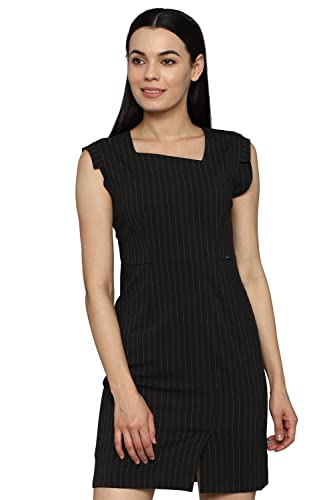 Allen Solly Women's Polyester Blend Sheath Above The Knee Dress (Black)