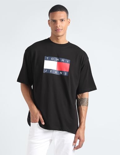 Tommy Hilfiger Men's Relaxed Fit T-Shirt (S24JMKT191_Black M)