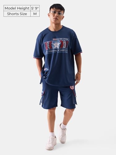 The Souled Store Official Captain America: Sentinel of Liberty Men and Boys Utility Shorts Navy