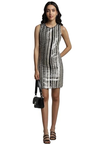 Allen Solly Women's Polyester Shift Mid-Thigh Length Dress (Multi)