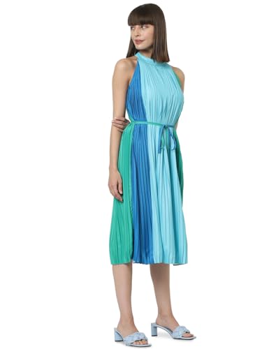 VERO MODA Women's Polyester A-Line Midi Dress (Bachelor Button)