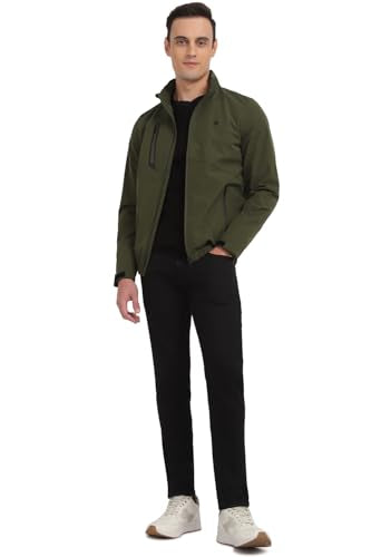 Allen Solly Men's A-Line Coat (ASJKLJBOFF16642_Olive