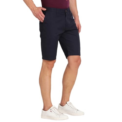 Indian Terrain Men Solid Cotton Shorts Navy