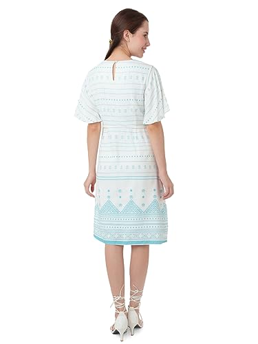 Zink London Women's White Printed A-Line Short Dress