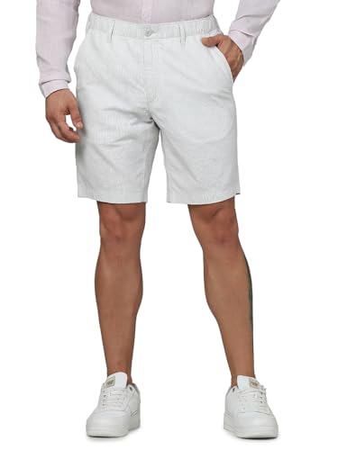Celio Men Grey Solid Regular Fit Linen Casual Shorts (Grey)