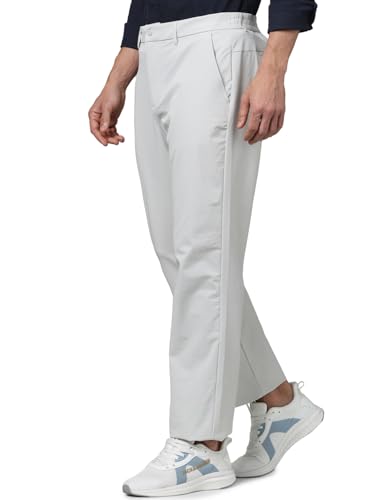 Celio Men Grey Solid Slim Fit Nylon Casual Trousers (3596656058757, Grey, 38)