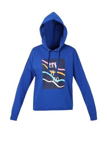 Vero Moda Women's Cotton Hooded Neck Sweatshirt (118152601-Surf The Web_Surf L) Blue