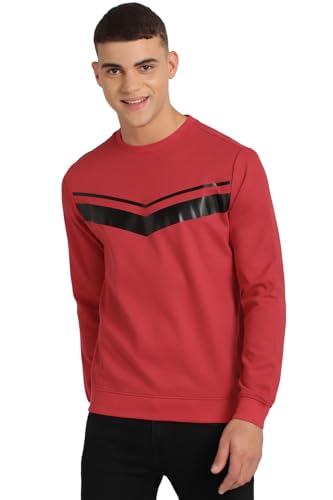 Allen Solly Men Red Crew Neck Full Sleeves Casual Sweatshirt