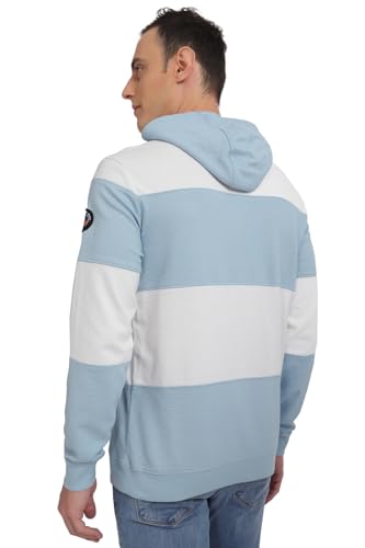 Men Blue Hooded Neck Full Sleeves Casual Sweatshirt