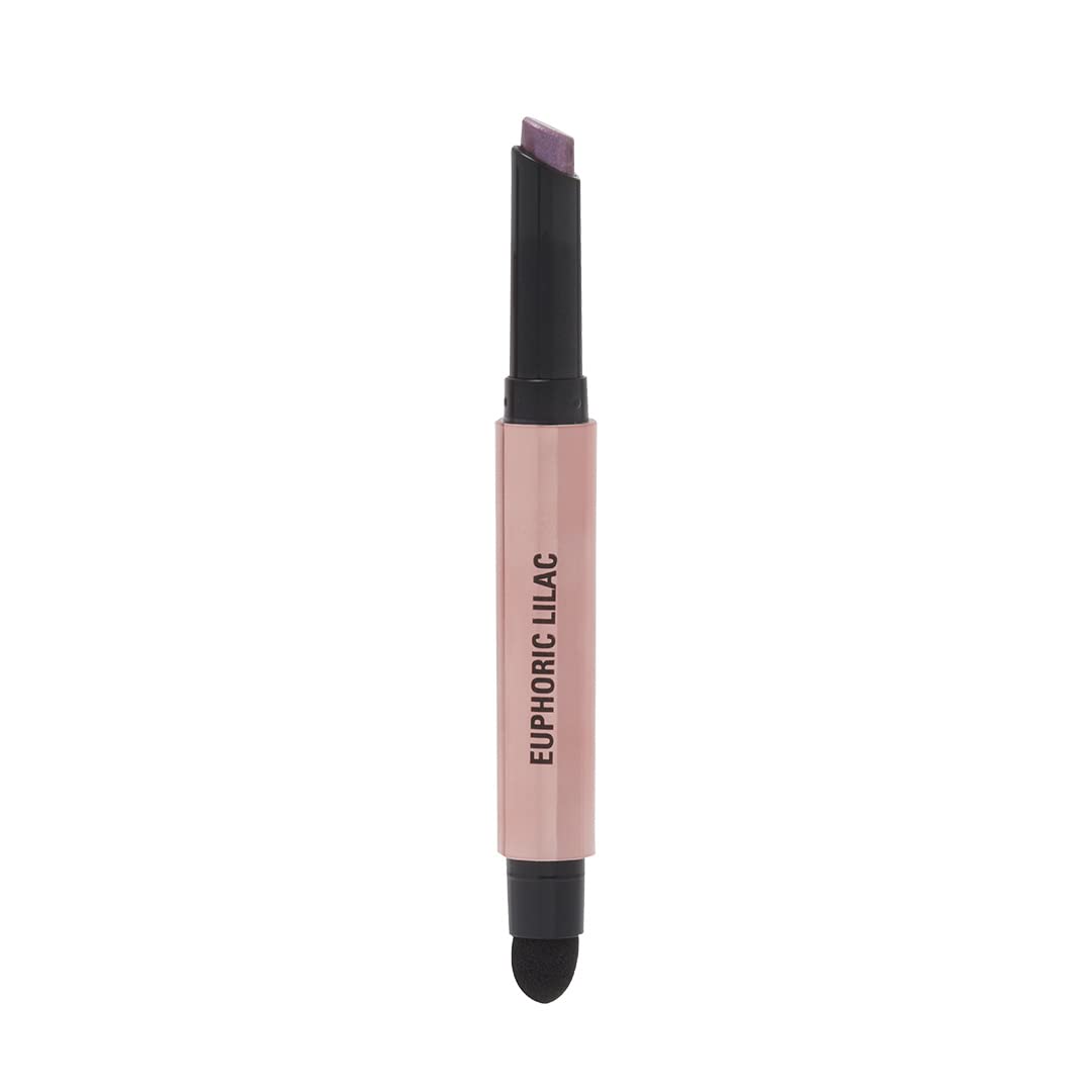 Makeup Revolution- Lustre Wand Shadow Stick- Euphoric Lilac | Ultra-pigmented & Shimmery lids | Seamless glide | Buildable, Metallic Formula | Sponge to dab & blend the shades-1.6 g