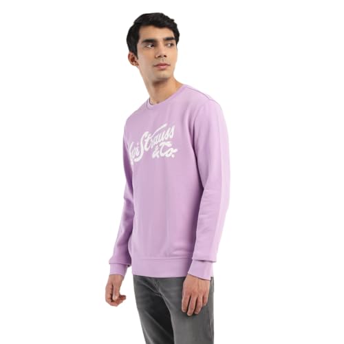 Levi's Men's Brand Logo Purple Crew Neck Sweatshirt