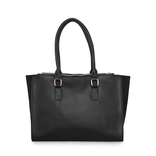 Pierre Cardin Women PU Leather Tote Bag For Women | Ladies Shoulder Bag With Zipper | Multipurpose Casual Bag For Women Office Use, Black